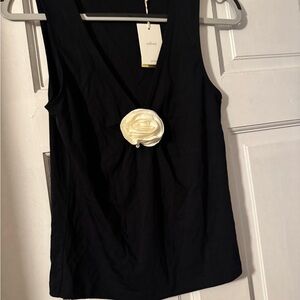 Wilfred Black Tank Top with Cream Floral Detail